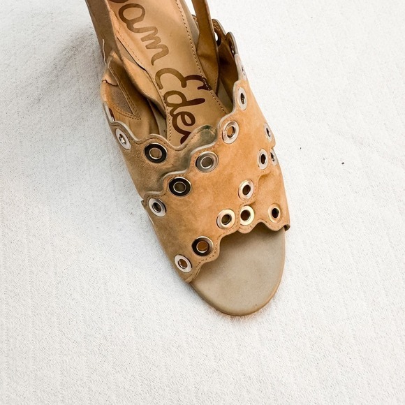 Sam Edelman Seana Eyelet Accented Heel Tan Size 7.5 - Picture 2 of 6